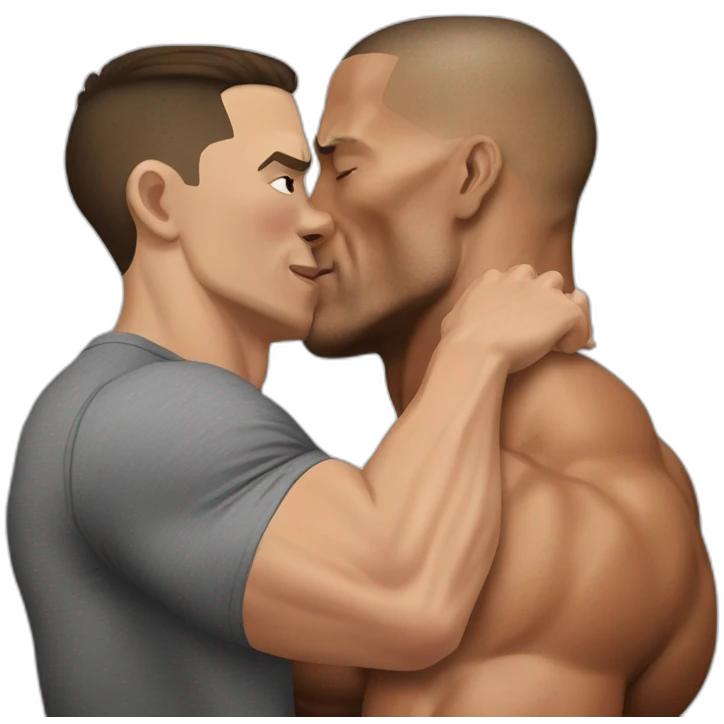 John cena kissing Dwayne johnson emoji