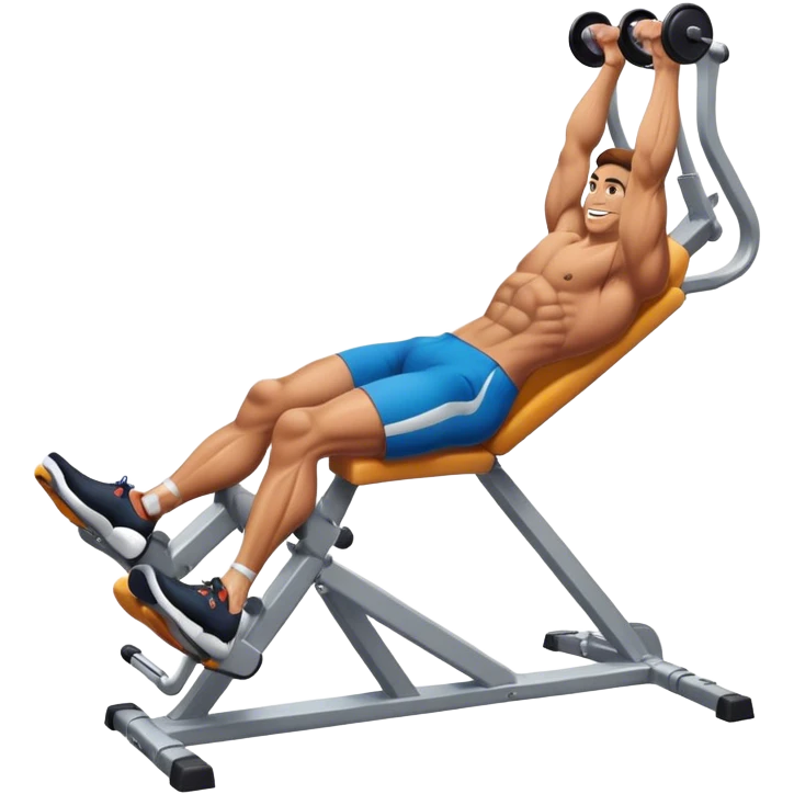 Man Doing Machine Leg Extension. Smiling emoji