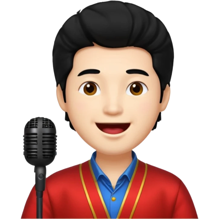 chinese man with big hair singing emoji
