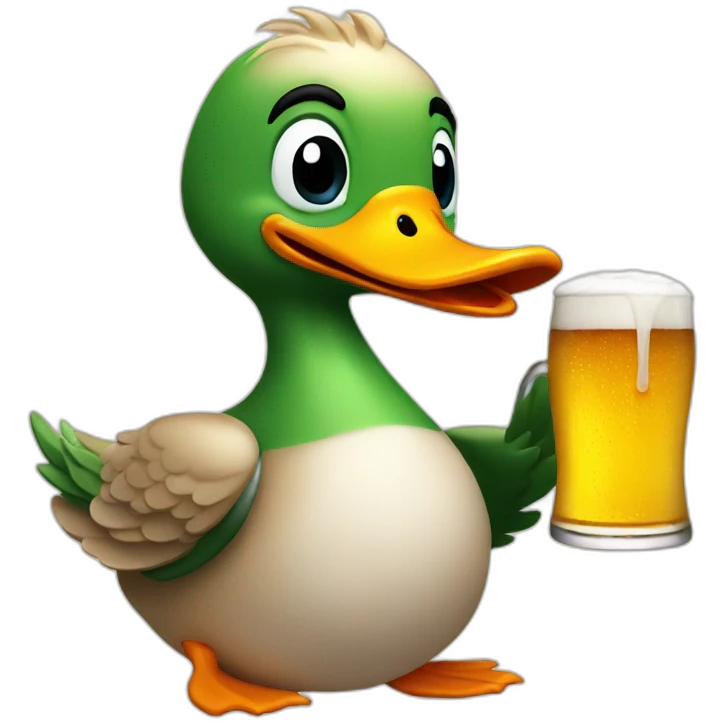 Duck with beer emoji