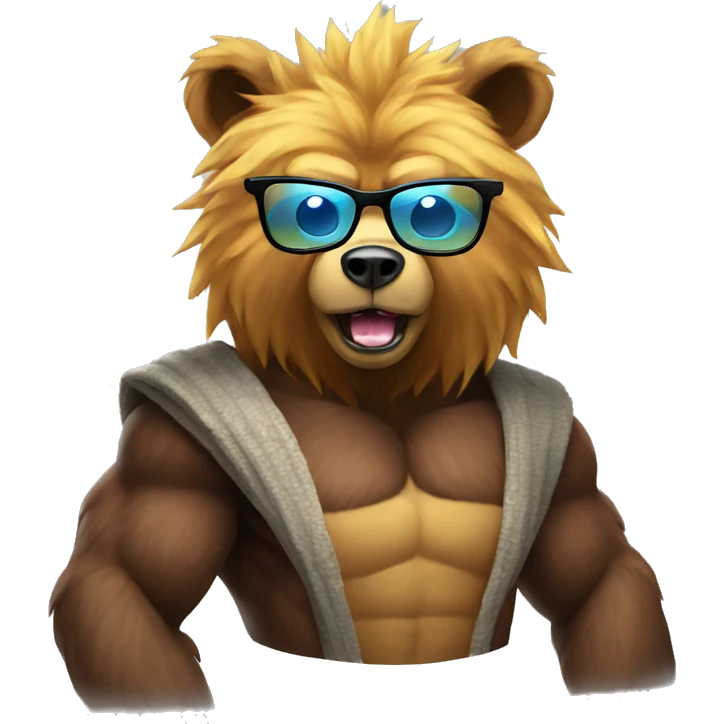super saiyan bear with glasses emoji