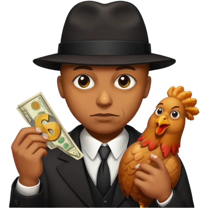Gangster with money signs for eyes eating a chicken wing  emoji