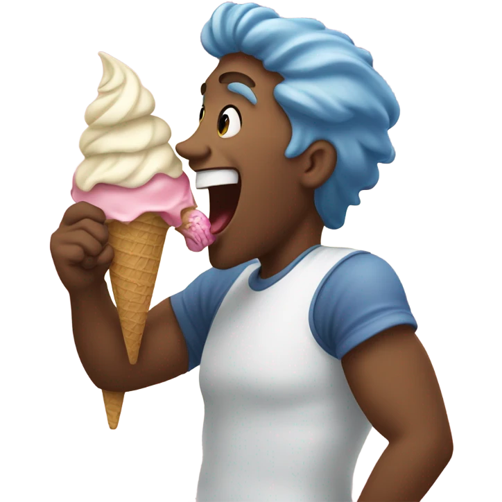 A person sucking a ice cream emoji