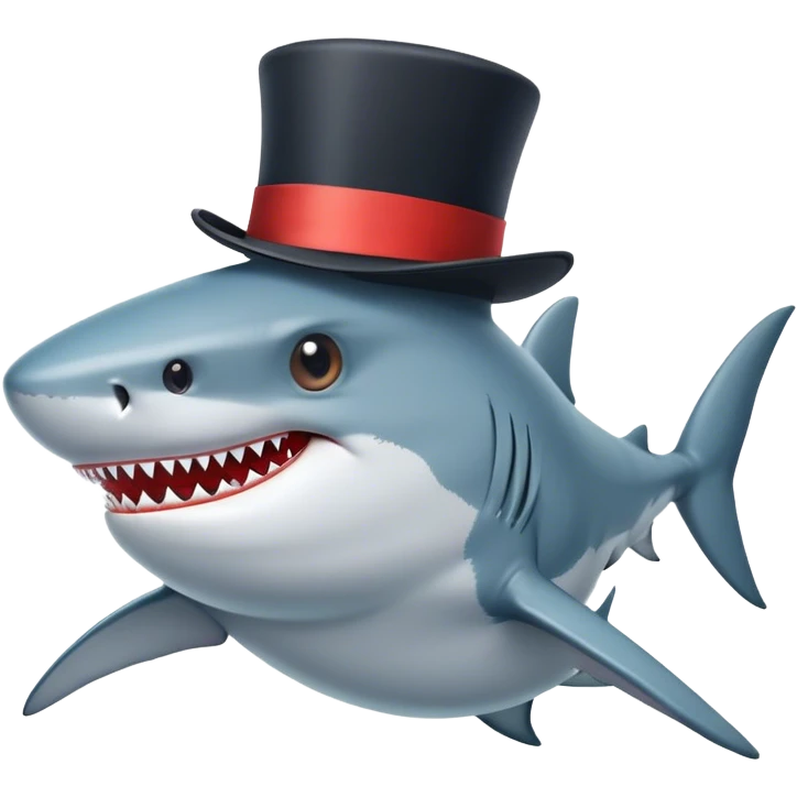 Shark with a top hat emoji