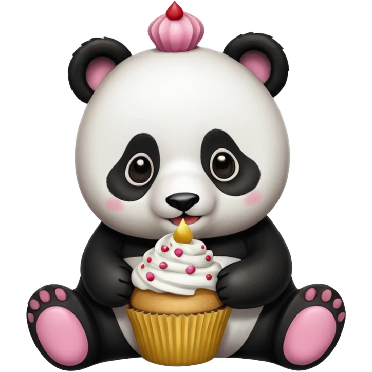 panda with cupcake emoji