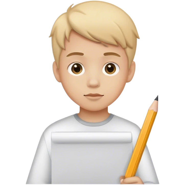 Boy with pencil and white paper emoji