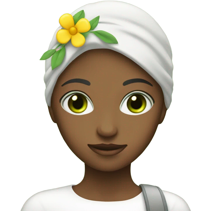 Green Eyed model with Flower emoji