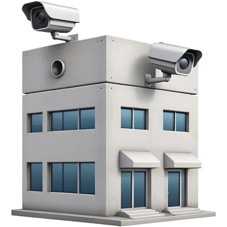 building with security cameras emoji