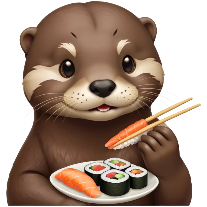 Relaxing otter eating sushi  emoji
