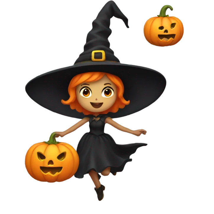 Flying pumpkin witch  emoji