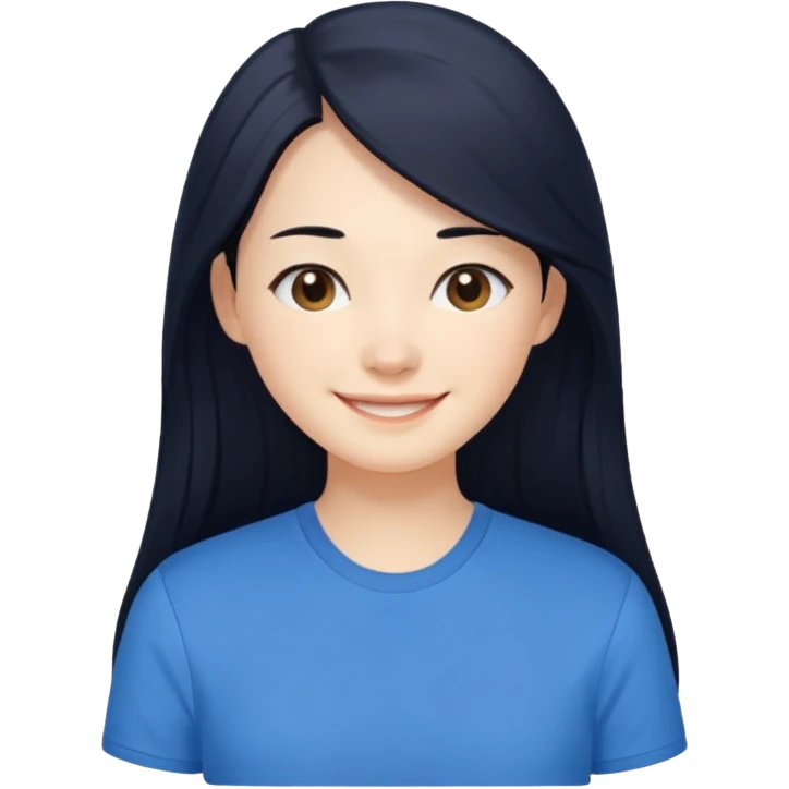 검정 긴머리에 청순한 직장인의 모습 파란셔츠입고 웃고 있으면 좋겠어 emoji