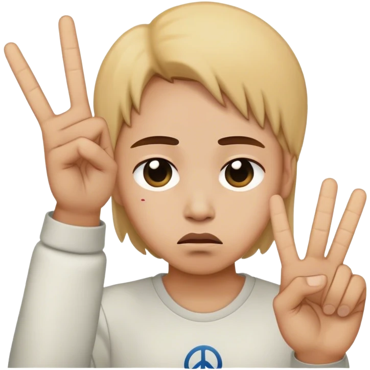 😔 with peace sign emoji