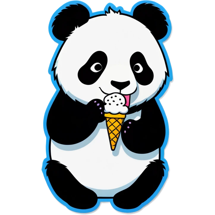 Panda eating ice cream emoji