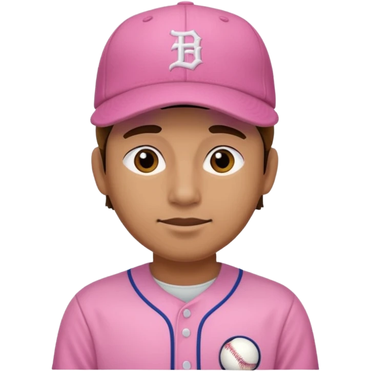 man with pink jersey and baseball hat emoji