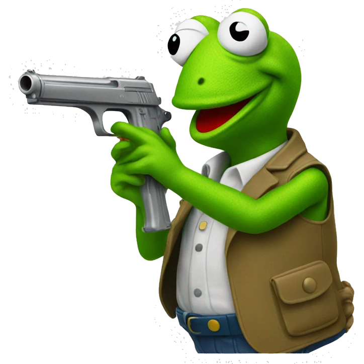 kermit the frog holding a water pistol  emoji