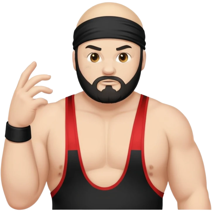 White skin fat guy with black durag and black beard in wrestling singlet emoji