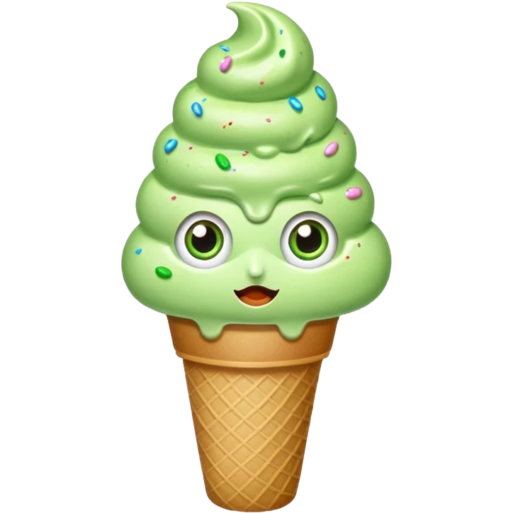 sprinkled green ice cream with eyes emoji