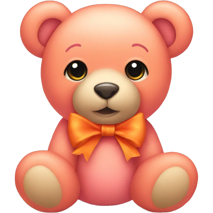 pink teddy bear wearing a orange bow emoji