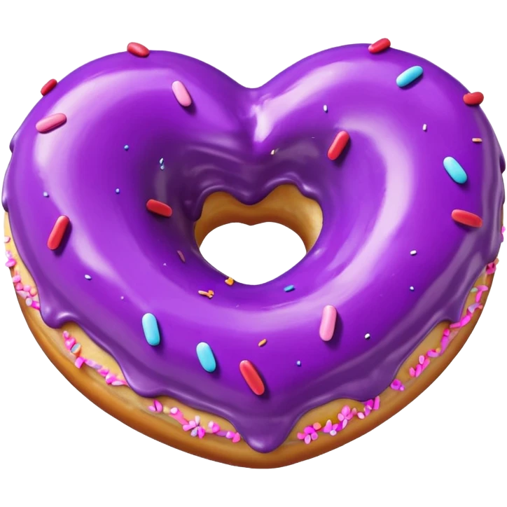 Realistic isolated heart shaped donut with purple color. emoji