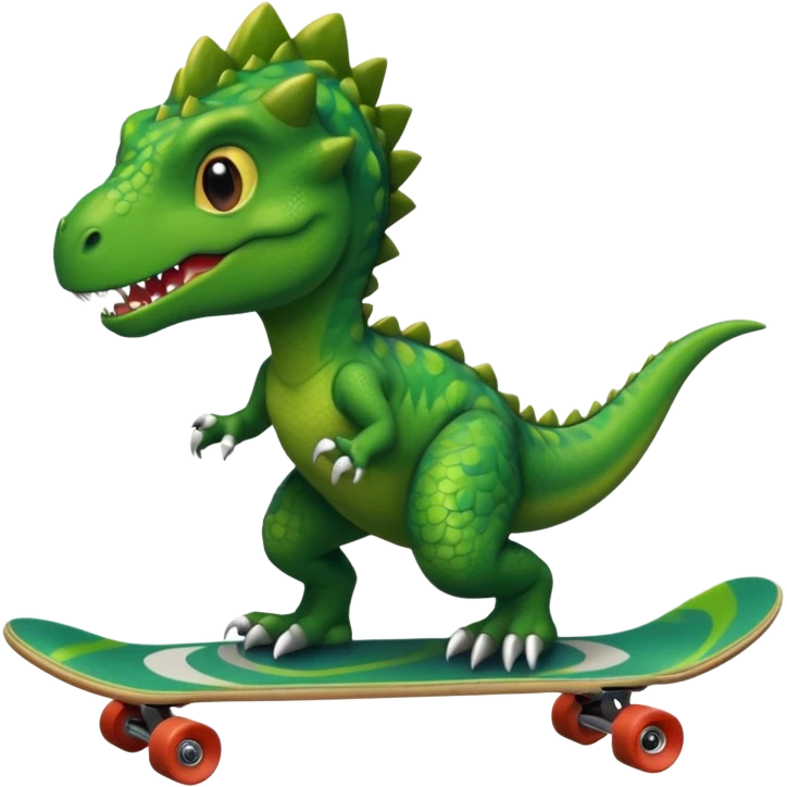 Dinosaur on a skateboard emoji