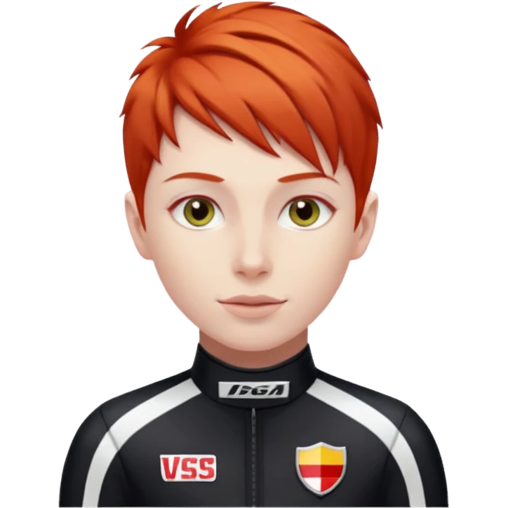 red haired racer with black outfit emoji