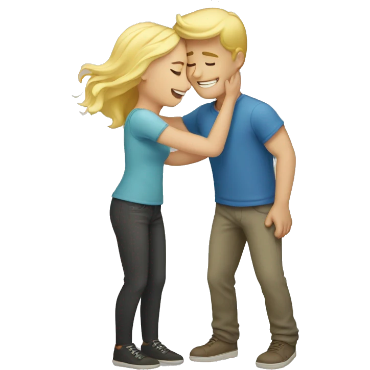blond guy and girl hugging emoji