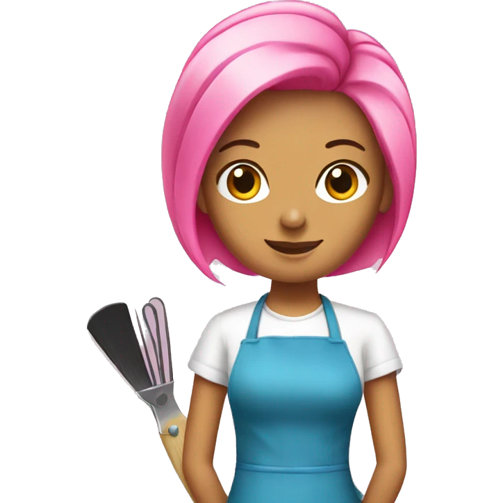 Pink apron hairdresser emoji
