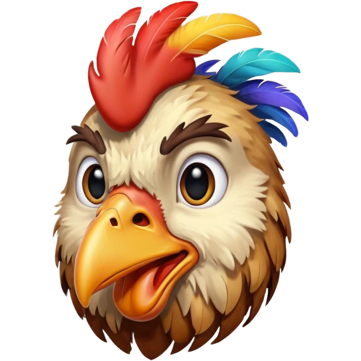 A retarded looking chicken head emoji