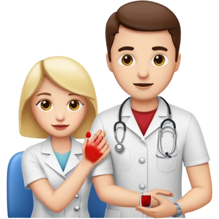 Emoji getting blood test in arm with a doctor  emoji