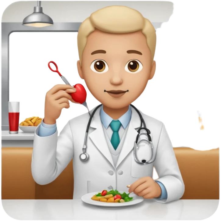 ligth doctor eating in restaurant full body emoji