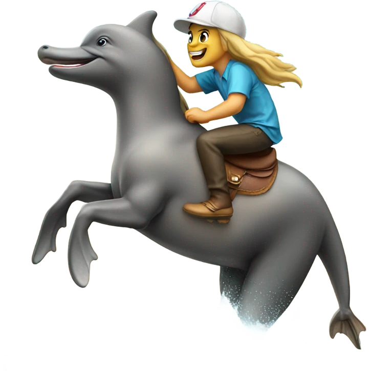 Dolphin riding a bronco emoji