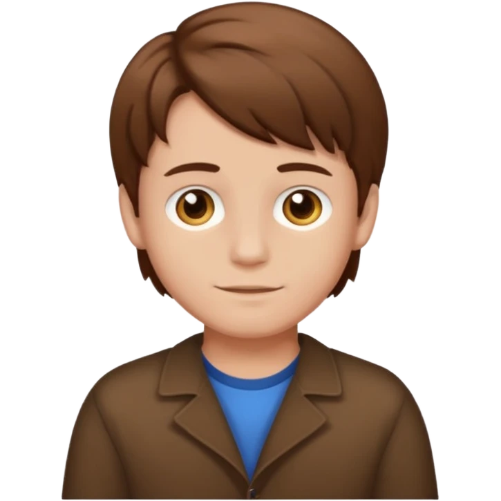 boy with brown hair and a middle part, simple emoji style emoji