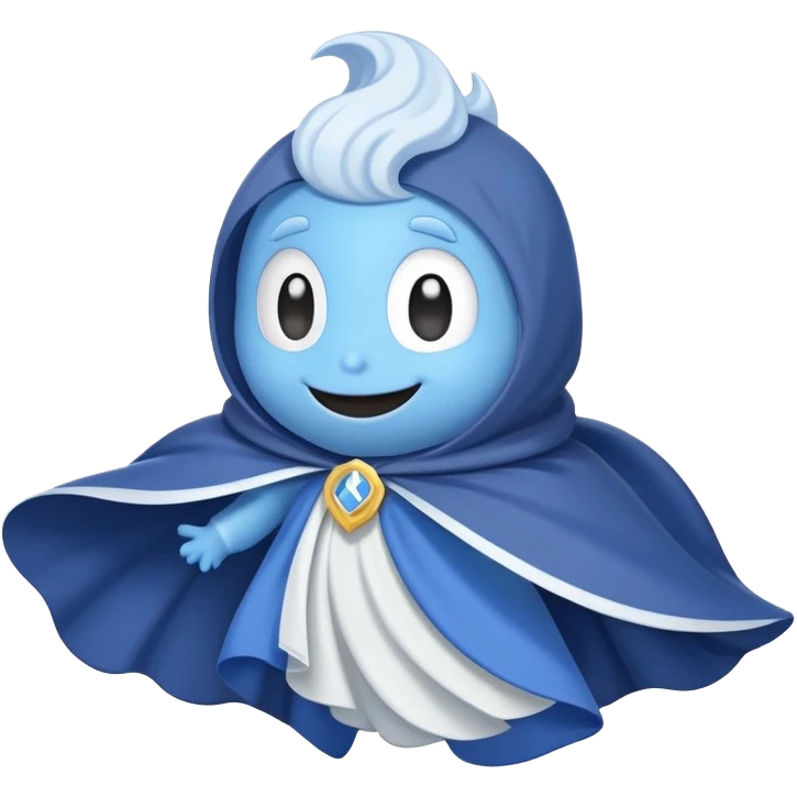 Discord logo character with a flowing cape, cute cartoon style emoji