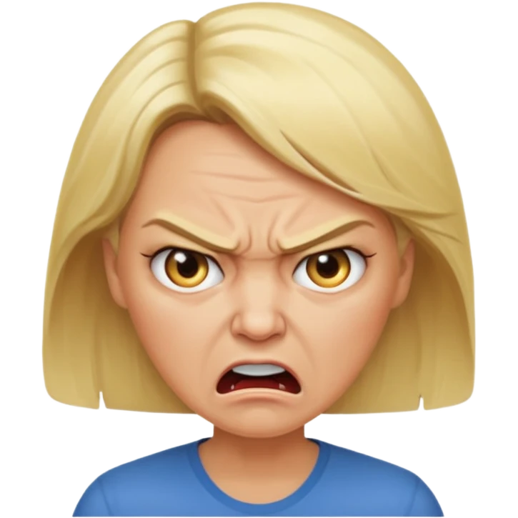 Middle aged blonde woman very mad emoji
