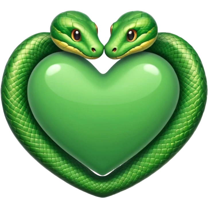 A green heart surrounded by a snake emoji