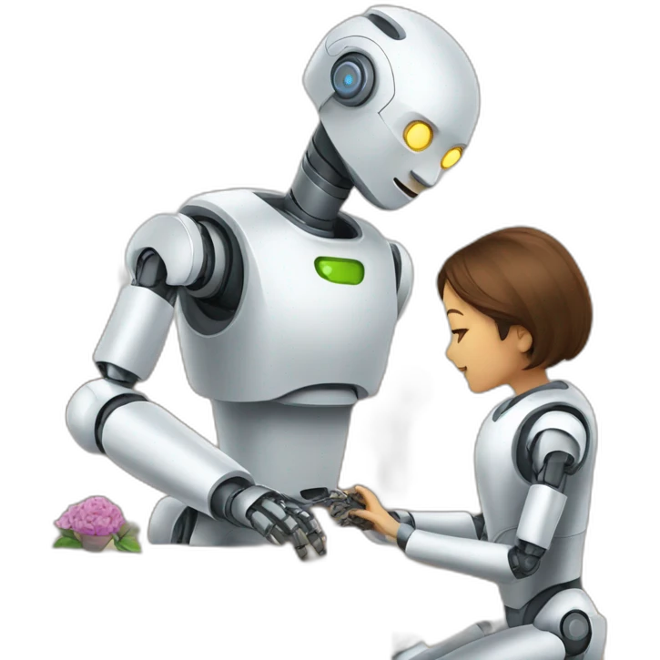 a robot play with a mom when she fixing it emoji | AI Emoji Generator