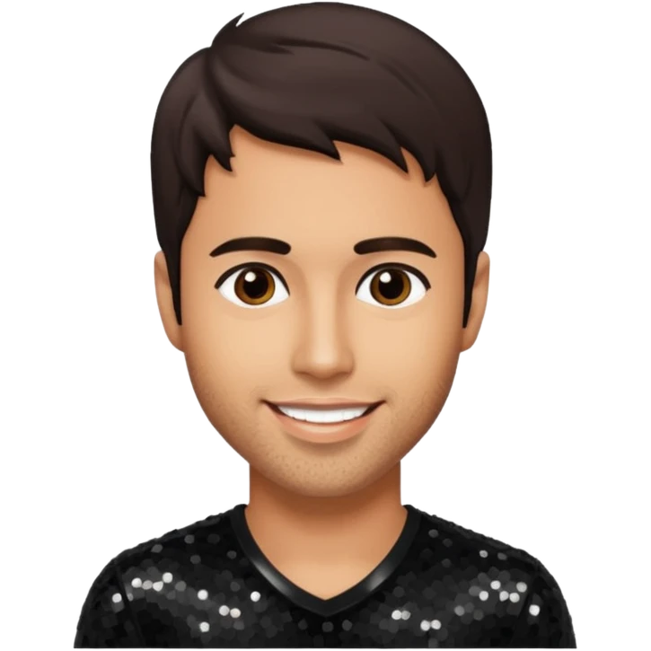 Enrique Iglesias with dark brown hair, black sequin outfit emoji