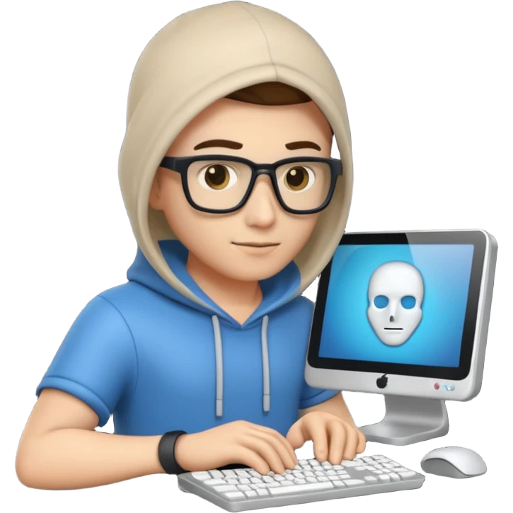 a 3d hacker with computer emoji