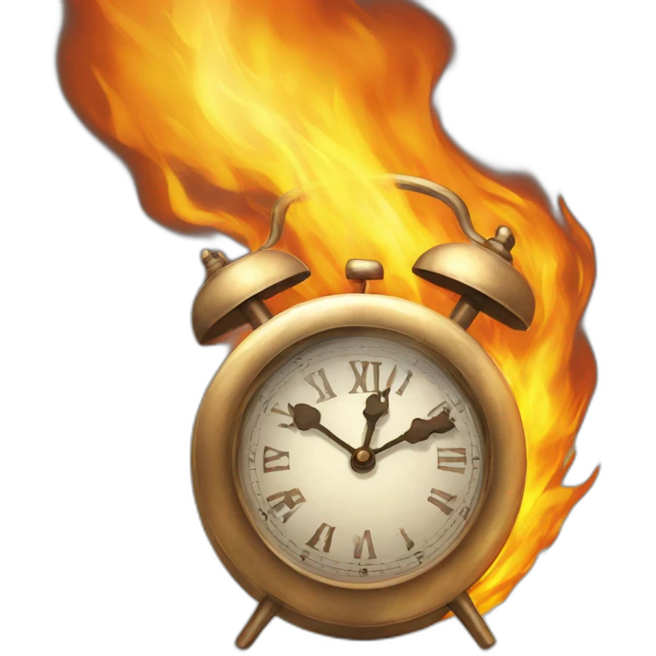 Clock in fire emoji