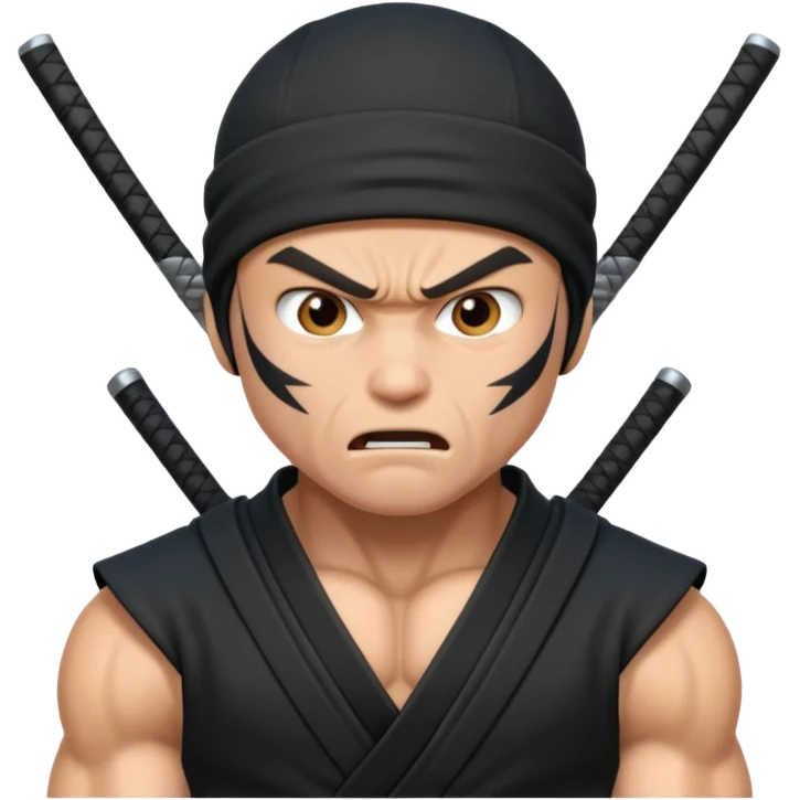 angry ninja with smoke background emoji