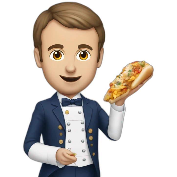 Emmanuel Macron qui mange un cordon bleu emoji