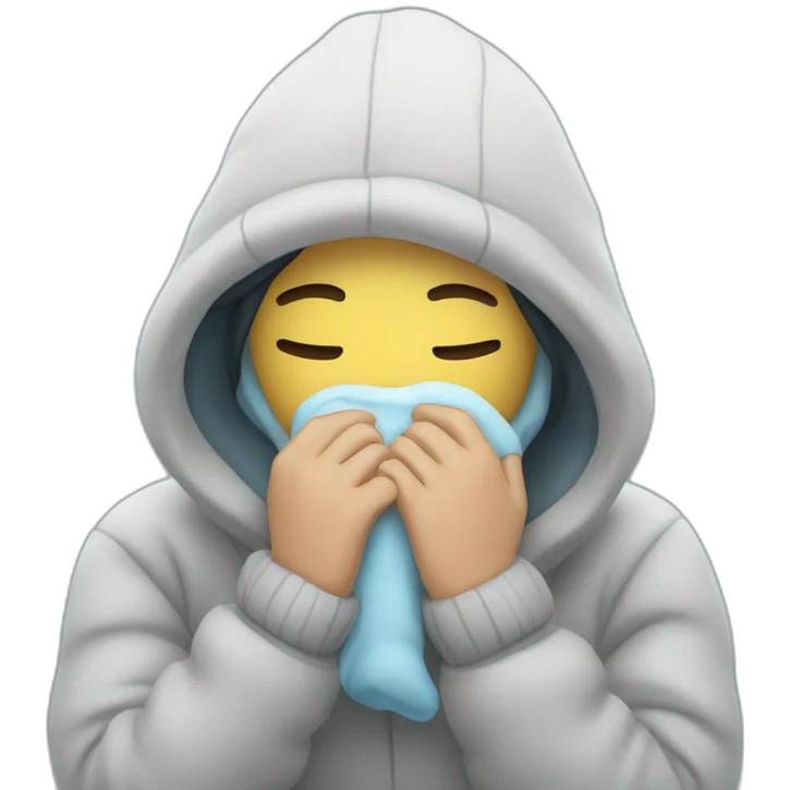 person embraces cold emoji
