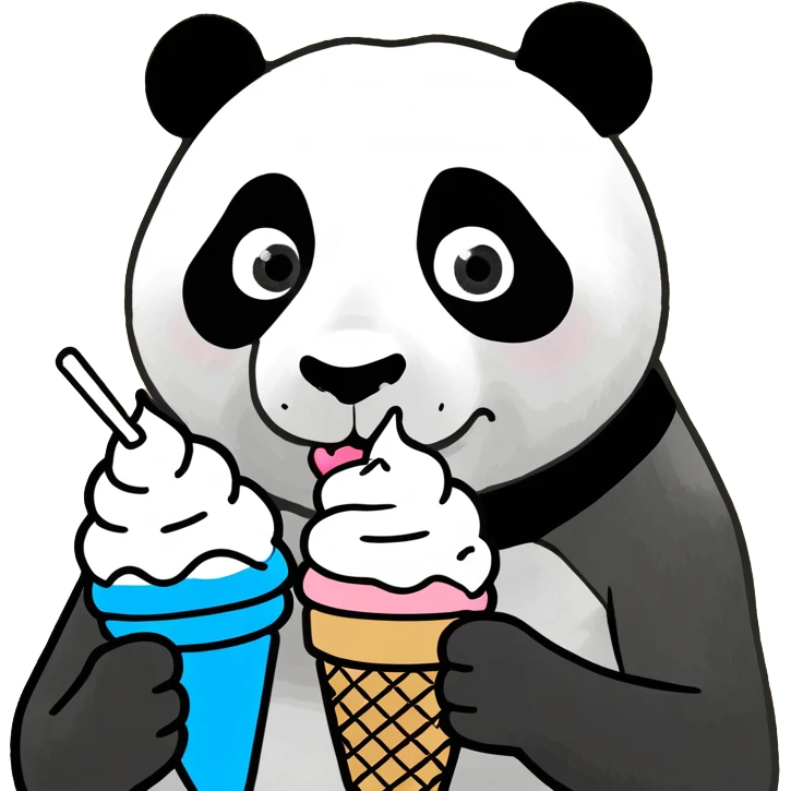 Panda eating ice cream emoji