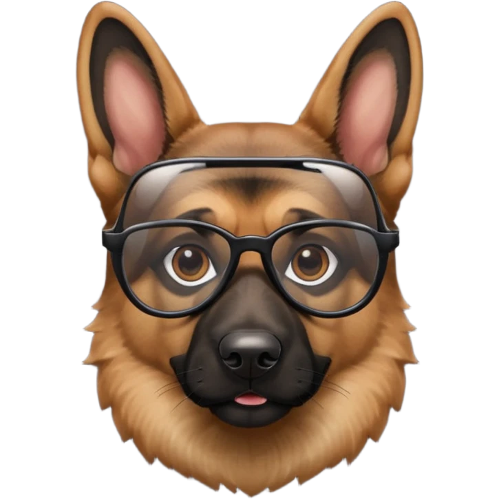 German shepherd wearing cool glasses emoji