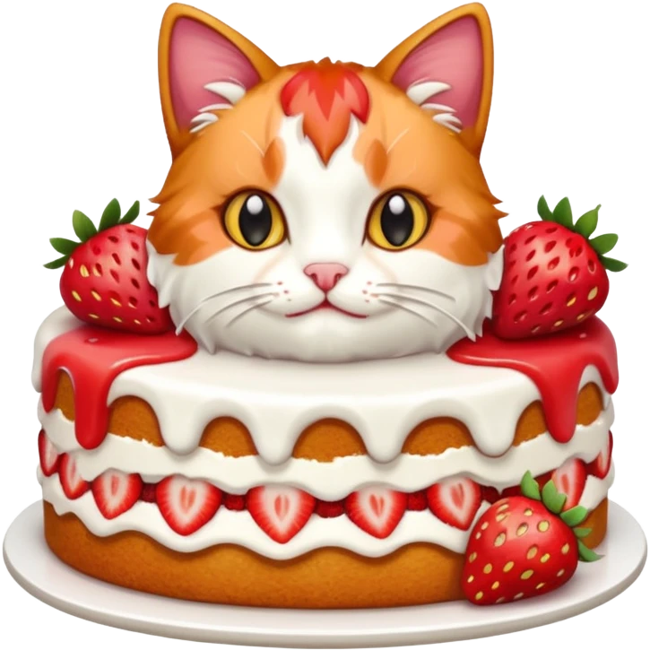 cat eating strawberry cake emoji