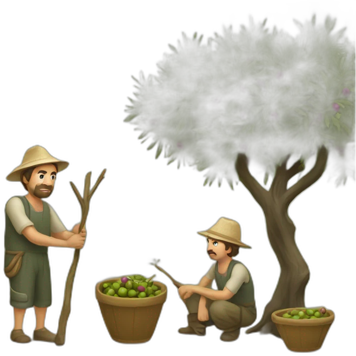 olive tree and farmers with a stick emoji