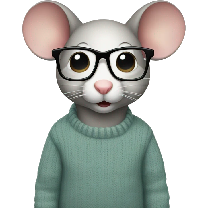 Mouse with glasses and sweater emoji