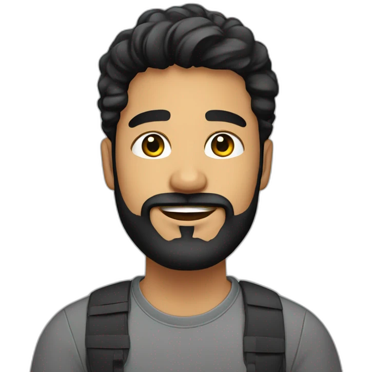 graphic designer, 35 years old, latino, men, black hair, beard emoji