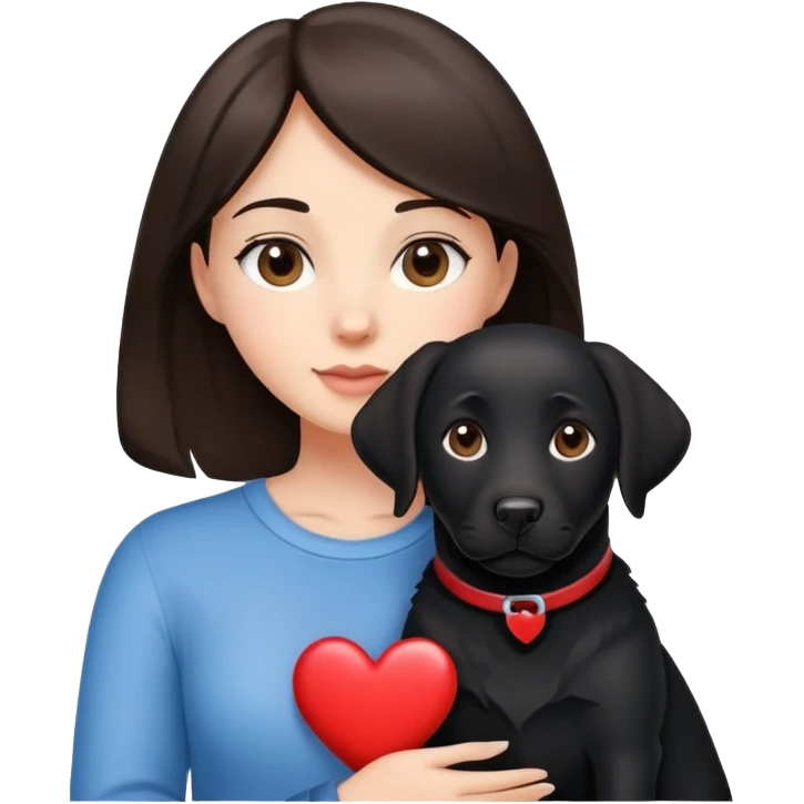 Brunette with a heart in the shape of a black labrador dog emoji