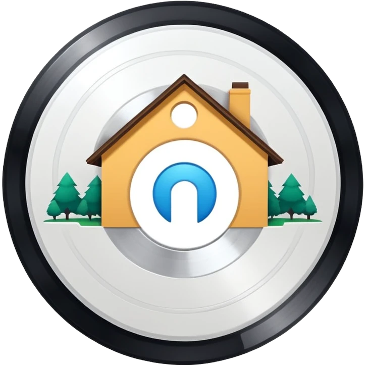 white vinyl with a house logo in the middle emoji